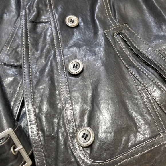 Black Danier Fitted Leather Jacket, Size XS - Picture 11 of 12